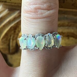 Natural Ethiopian Opal Sterling Silver Ring Size 5.75